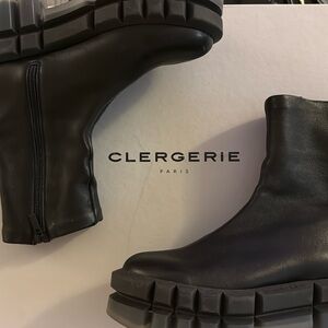 Clergerie leather black and clear lug sole boots size 37